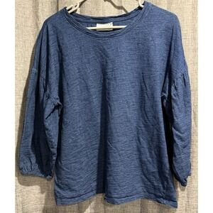 Universal Thread 3/4 Balloon sleeves Women's T Shirt Size L Blue 100% Cotton